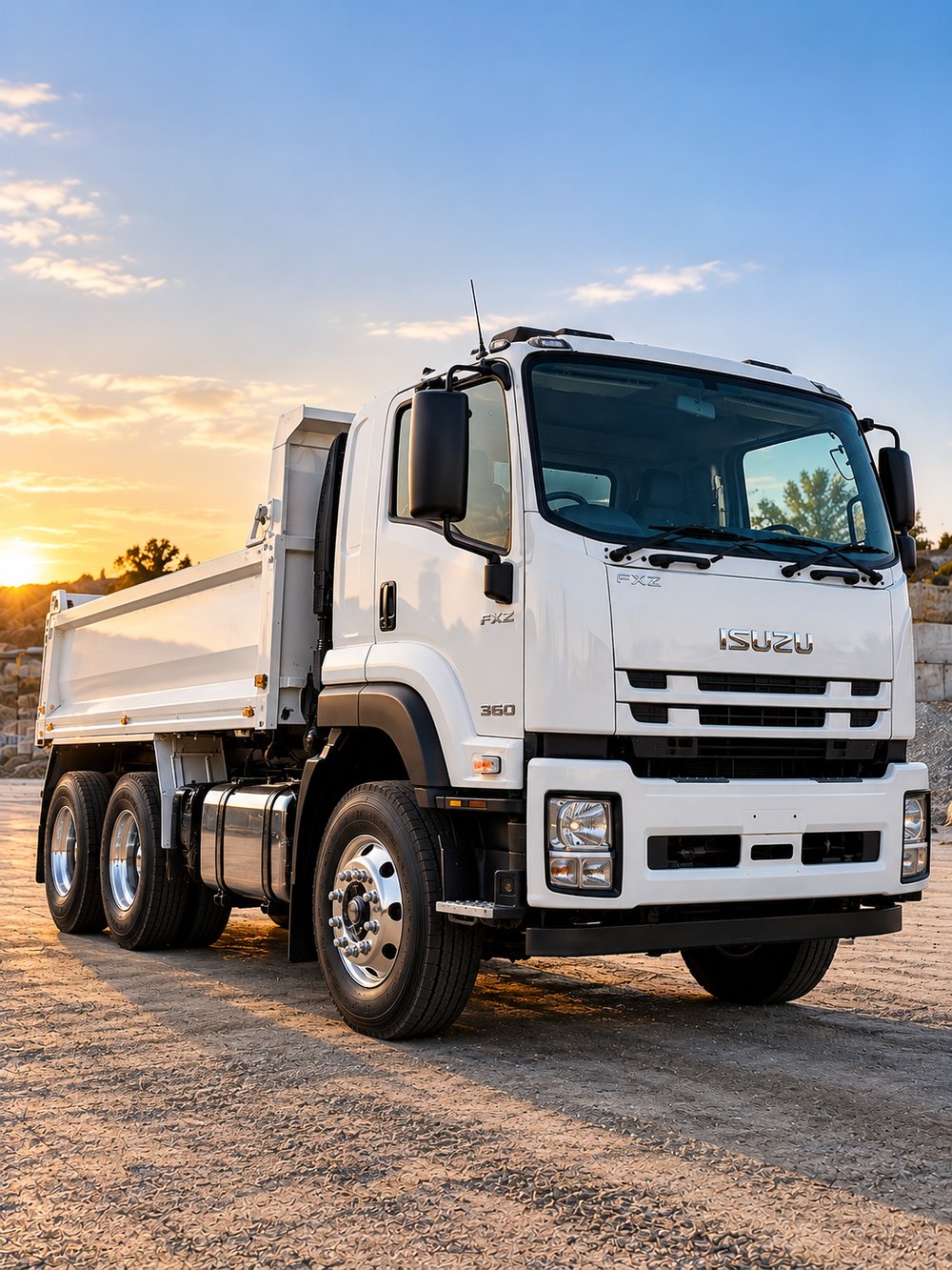 Isuzu tipper at golden hour