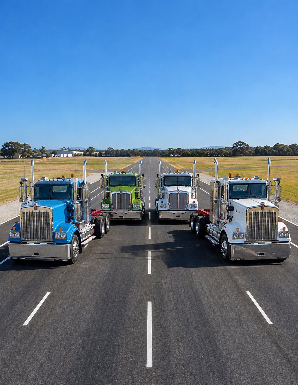 Line-up of Kenworth prime movers