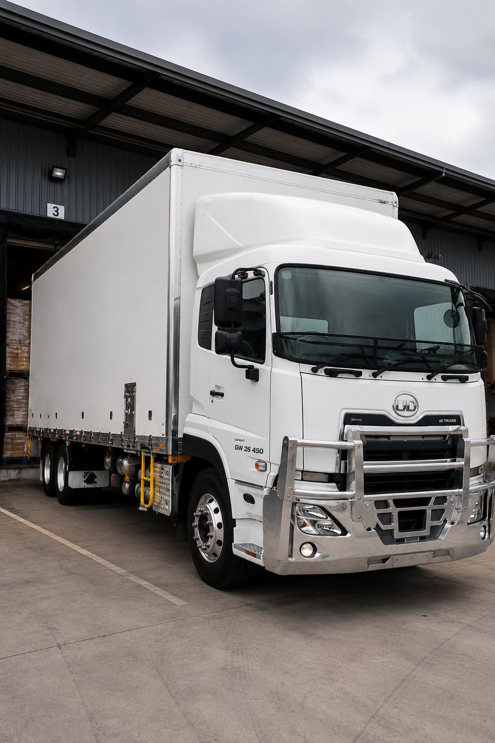 Close-up of a rigid truck