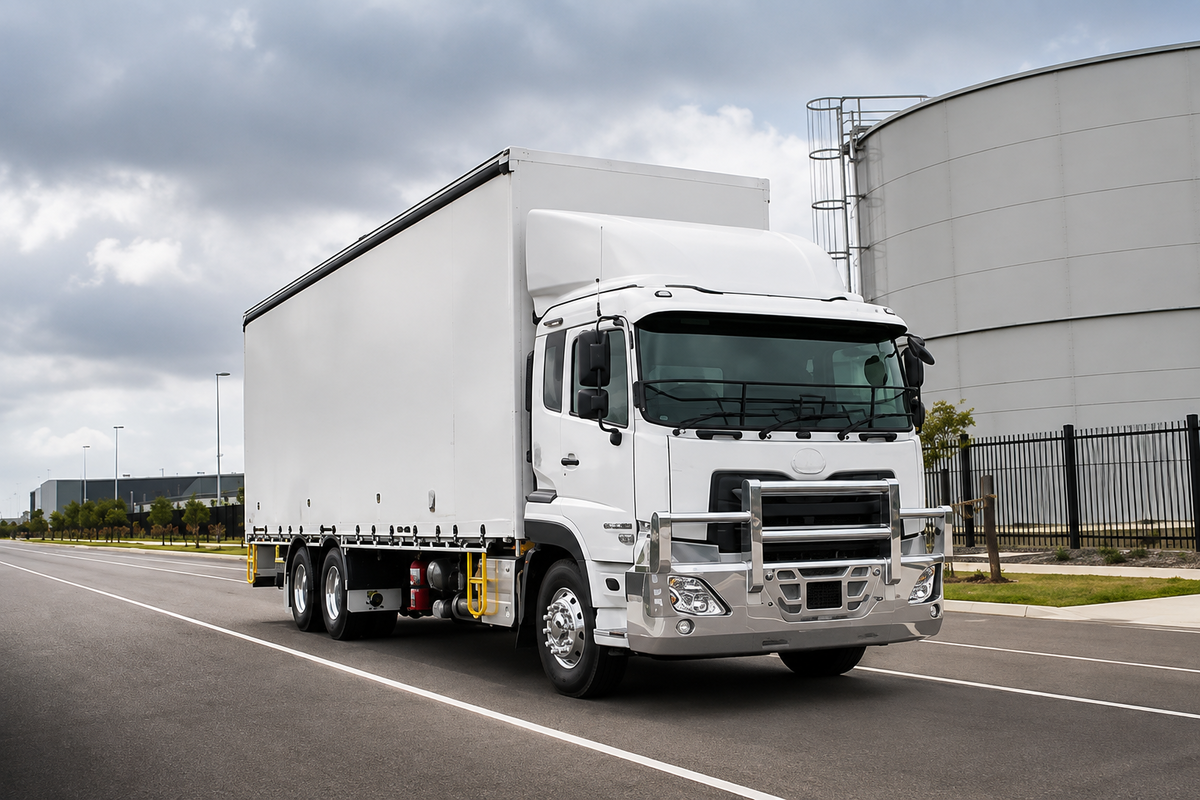 Rigid truck on a dealer yard