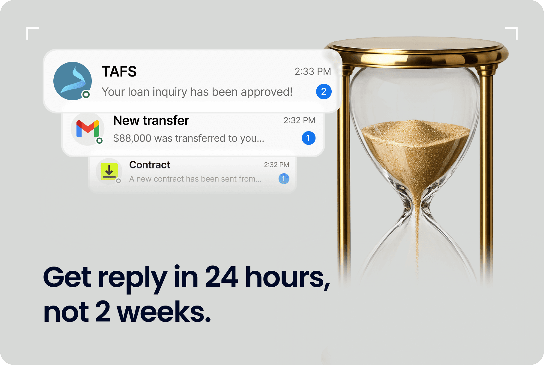 Get reply in 24 hours, not 2 weeks